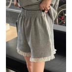 パンツ サイドラインフリルハーフパンツ レディース