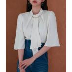 ブラウス シャツ ゴールドモチーフボウタイブラウス 卒業式　入学式 レディース