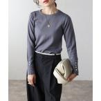 ニット セーター ゴールド釦プレーンニット レディース