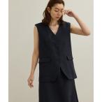 ショッピングジレ ベスト ジレ 尾州リネンオーバーロングジレ レディース