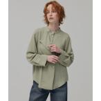 ショッピングバンド ブラウス シャツ ターンバックバンドカラーシャツ レディース