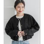 ブルゾン アウター フロッキードットジャケット レディース