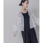 ブラウス シャツ フリルスリーブクロップド シアーブラウス レディース