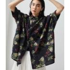 ブラウス シャツ ボタニカルプリントビックシルエットハーフスリーブシャツ レディース