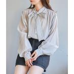 ブラウス シャツ ギンガムボータイブラウス レディース