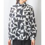 ブラウス シャツ 「NARACAMICIE」モノトーンプリントテントライン長袖シャツ レディース