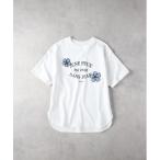 tシャツ 「SOMETHING」アネモネパッチワークTシャツ レディース