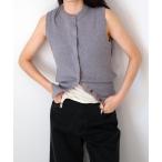 ベスト ジレ ボタンフライニットベスト レディース