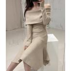 ワンピース オフショルケープニットワンピース