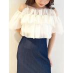ブラウス シャツ チュールフリルトップス レディース