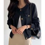 デニムジャケット gジャン ノーカラーデニムジャケット レディース