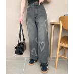 ジーンズ デニム デニムパンツ WEGO/スプレーペイントストレートデニムパンツ レディース