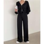 パーカー リラックスパンツ＆ダブルZIPパーカーセットアップ レディース