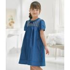 ワンピース 「110-140cm」レースコンビデニム ワンピース キッズ 子供服