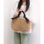 かごバッグ カゴバッグ カシュカシュ cachecache / 下がりリボン柄編みトート