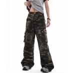 カーゴパンツ 「カモフラージュ迷彩　ワイドカーゴパンツ レディース メンズ
