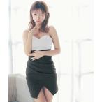 ドレス キャバドレス ミニ タイト ハートカットキャミソール ノースリーブウエストベルト切り替えラップギャザードレス