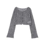 カーディガン 「OUNNOUN」メッシュトップス クロップドニットカーデ レディース