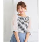 tシャツ 「22fabric」リボンコレクター/ボーダーカットソー レディース