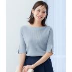 ニット セーター 「ひんやり接触冷感」パール調スリーブポートネックリブニット(UVカット・毛玉になりにくい)「大きいサイズ有」 レディース