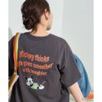 tシャツ 限定展開/別注/Mickey Mouse/ミッキーマウス バック 刺繍 半袖 Tシャツ レディース