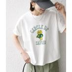 tシャツ 「SHIPS any別注」KNiTS_「洗濯機可能」ラウンドヘム プリント ショート TEE レディース