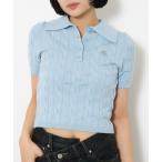 ニット セーター 「再入荷」CABLE POLO KNIT TOPS ケーブル ポロ ニット トップス 半袖 夏服 サマーニット レディース