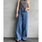 ジーンズ デニム デニムパンツ 「SOMETHING/サムシング」 LISA フリンジ ワイドデニムパンツ レディース