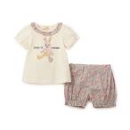 ベビー服 ロンパース リバティアップリケウサギベビースーツ