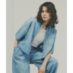 ブラウス シャツ 半袖 「Healthy DENIMコラボ」クロップド半袖デニム