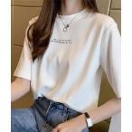 ショッピングtシャツ レディース 半袖 tシャツ 配色 ロゴプリント クルーネック 半袖 Tシャツ レディース