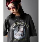 tシャツ 綿100%ピグメント染エンジェルプリントTシャツ「大きいサイズ有」GEVS. レディース メンズ