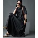 ワンピース 接触冷感ピグメント染カットソーマキシワンピース「大きいサイズ有」（もっとロング丈）GEVS.