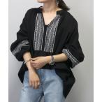 ブラウス シャツ コットンスラブスキッパー刺繍ブラウス レディース