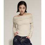 tシャツ 「STUDIOUS/ステュディオス」Washable Silk Cotton Offshoulder/シルクコットンオフショルダー レディー