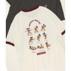 tシャツ 「DISNEY/ディズニー」バック刺繍/プリント 半袖リンガーTシャツ ミッキーマウス/トイストーリー レディース メンズ