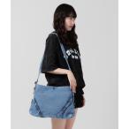 ショルダーバッグ バッグ Belt Design Denim Shoulder Bag / ベルトデザイン デニムショルダーバッグ「大容量」 レディー