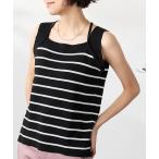 タンクトップ ノースリーブ 涼やかニット素材サマ見えタンクトップ レディース