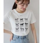 tシャツ DOGアソートプリント半袖Tシャツ レディース