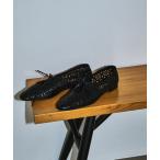 シューズ GRISEレザーARTISANフラワーカットフラット レディース