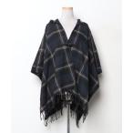 [23 район ] в клетку пончо FREE темно-синий женский 