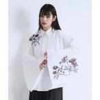 シャツ 和スリーブフラワー刺繍シャツ メンズ レディース
