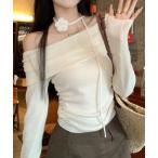 tシャツ サイドギャザーオフショルトップス レディース