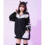 ラッシュガード ネコ耳配色リボンゆるシルエットラッシュガードパーカー レディース
