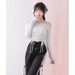 tシャツ ラメシアーオフショルカットトップス レディース