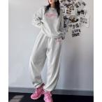 トレーナー スウェット blackdia ocean オーバーサイズプルオーバー＆スウェットパンツ セットアップ レディース