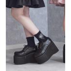 パンプス 11cm厚底レースアップおでこパンプス