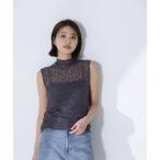 tシャツ ハイネックシアーレースノースリーブカットソー レディース