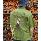 シャツ クリフラビット刺繍開襟シャツ メンズ