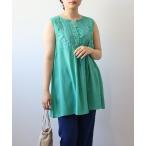チュニック 「L〜5L 大きいサイズ」フロントレースノースリーブチュニック 春夏